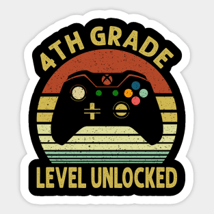 4th Grade Level Unlocked First Day of School Video Gamer Sticker